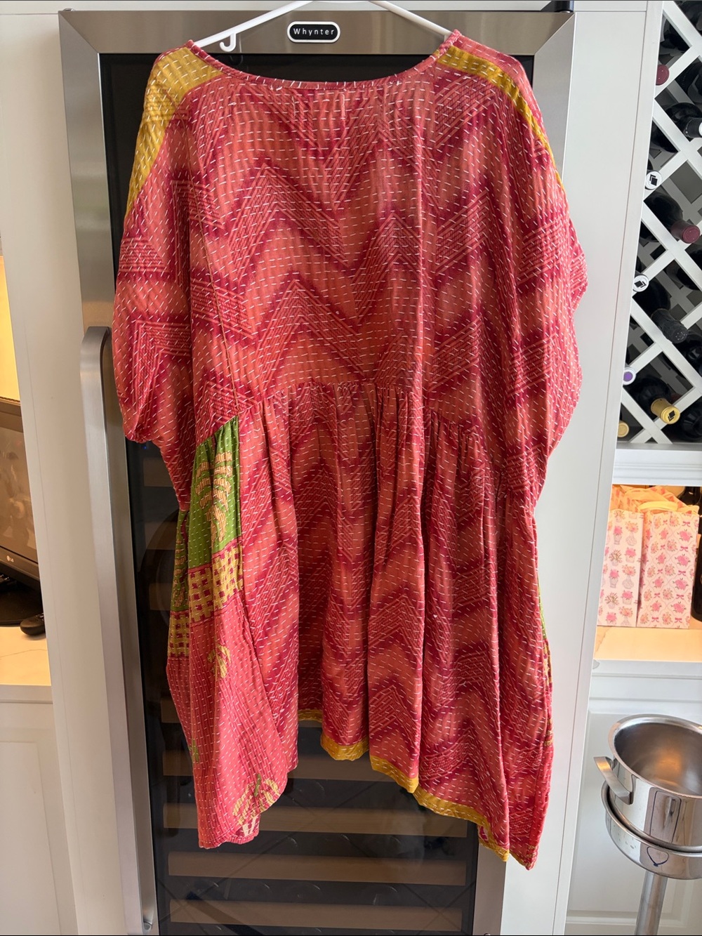 Women’s Pink & Green Patterned Boho Dress - Picture 4 of 5